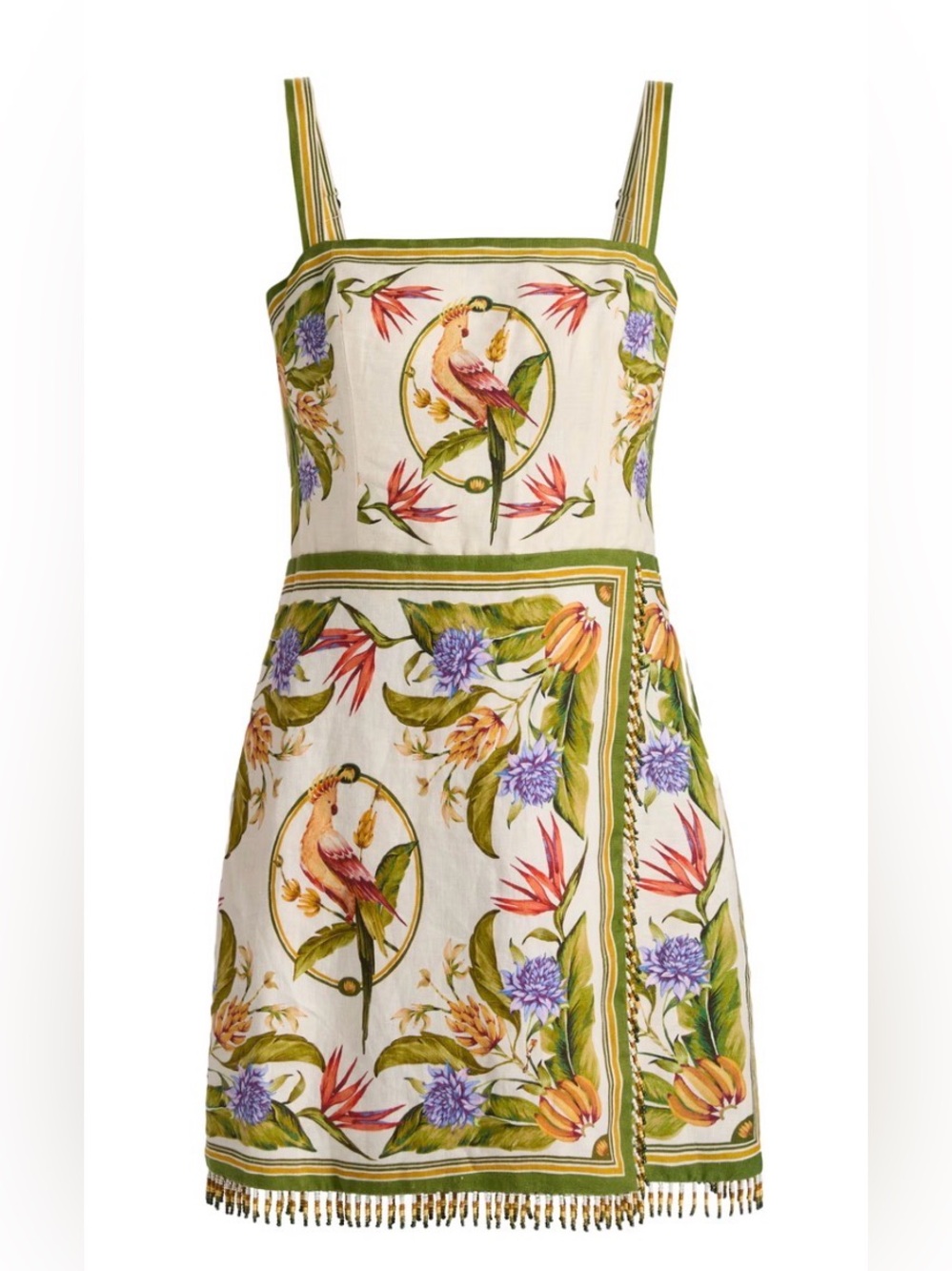 FARM Rio Sand Tropical Scarf Sleeveless Mini Dress XL 100% linen $248